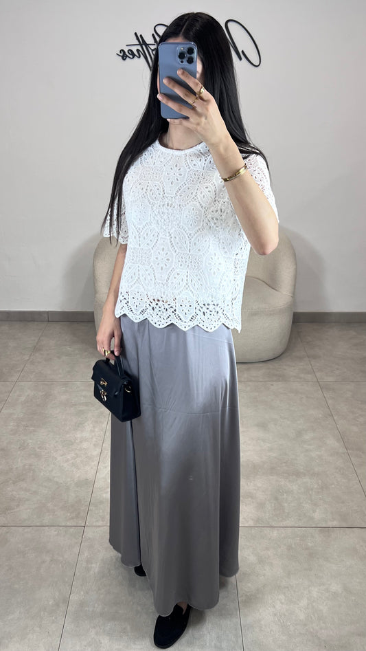 Grey satin skirt