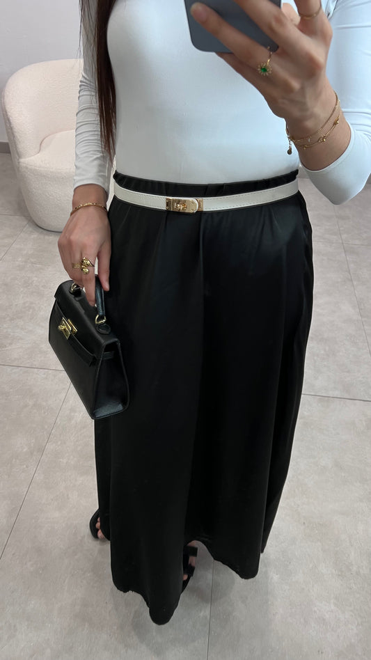 Black satin skirt
