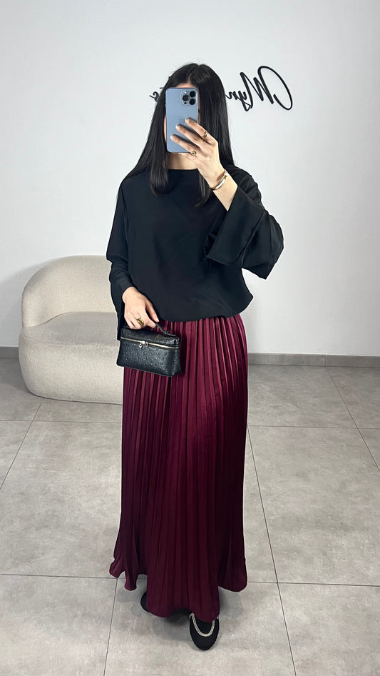 Black satin skirt