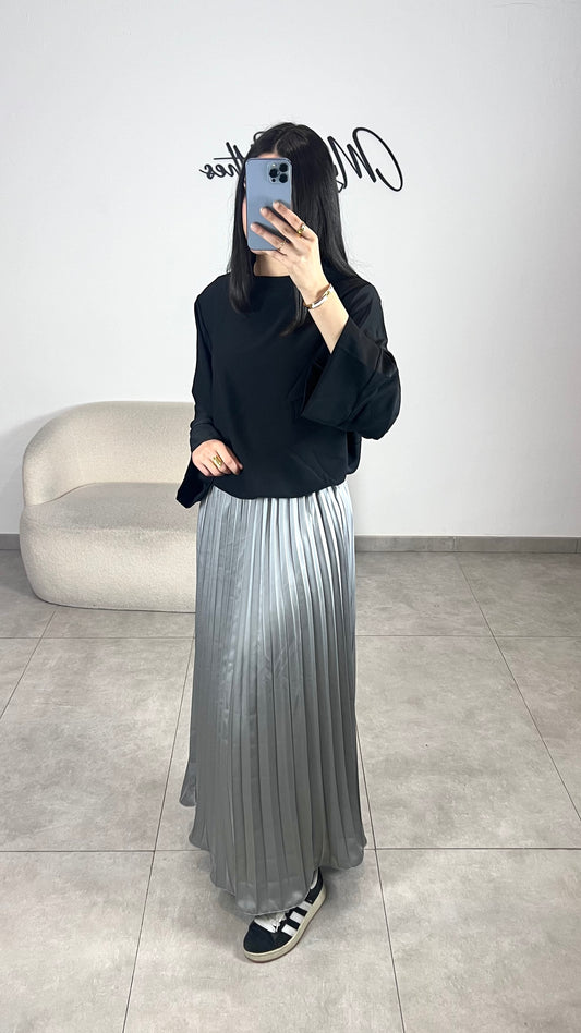 Black satin skirt