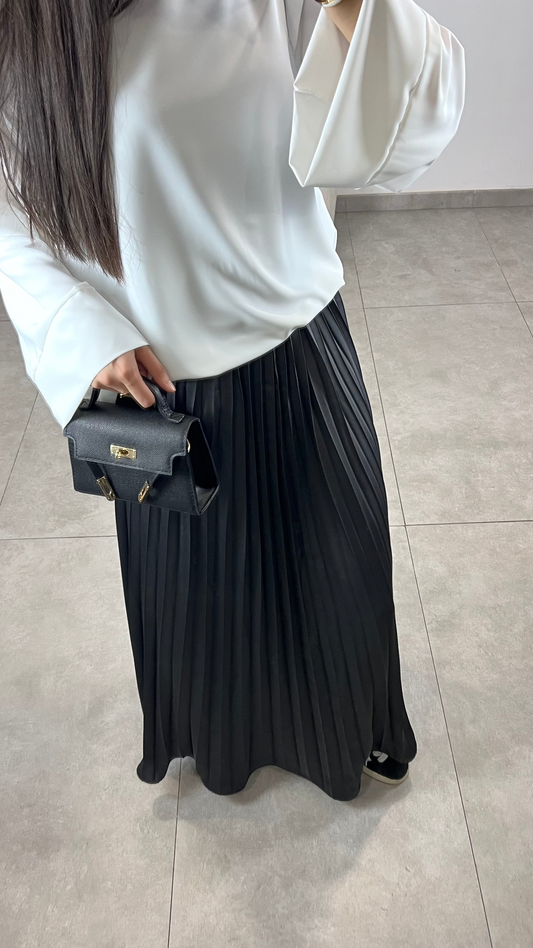 Black satin skirt