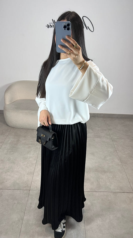 Black satin skirt