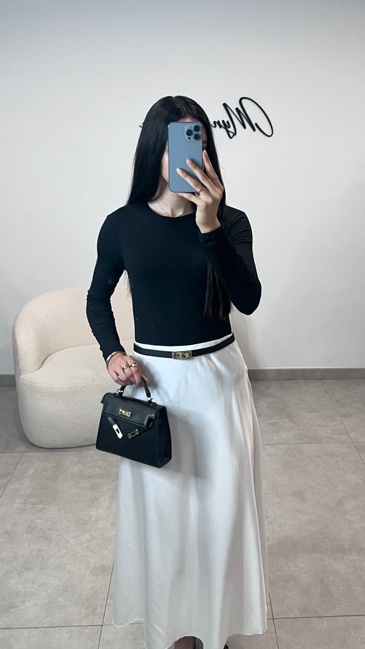 White satin skirt