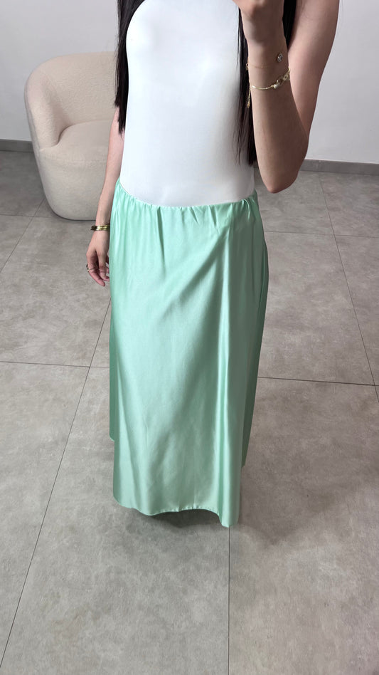 Sea green satin skirt
